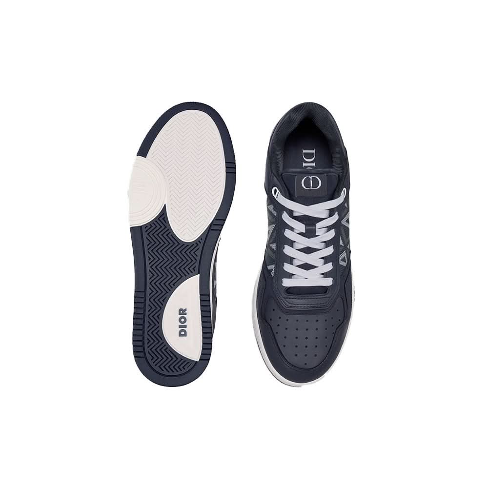 B27 LOW-TOP SNEAKER Navy Blue Smooth Calfskin and CD Diamond Canvas - Copva