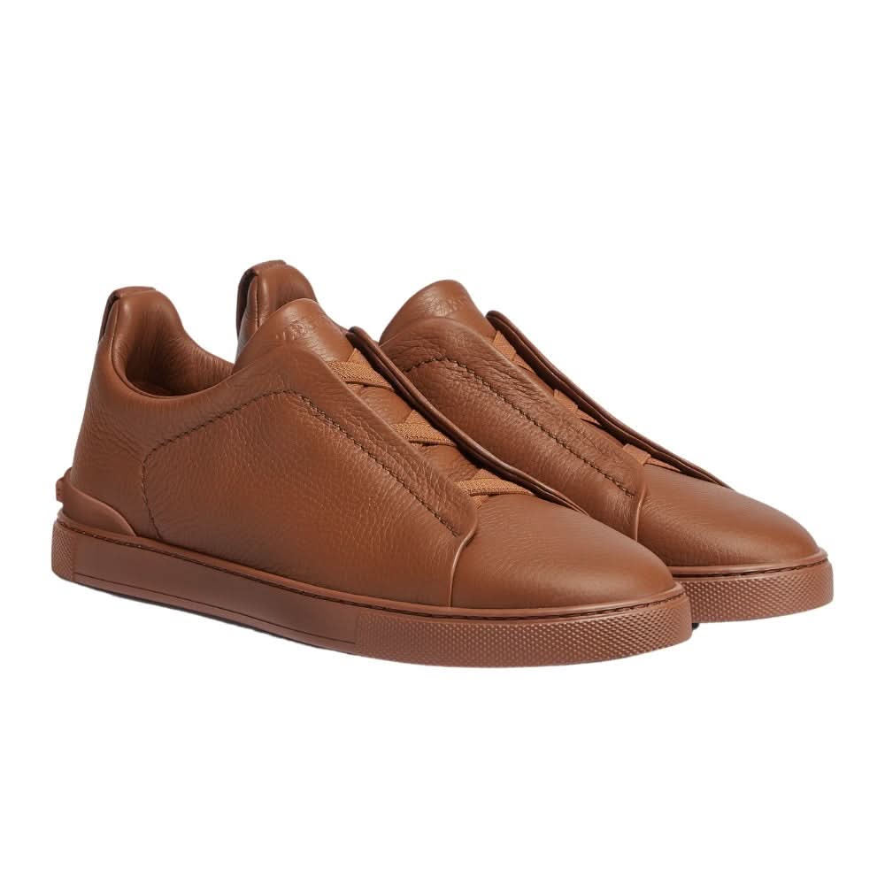 Zegna Triple Stich leather sneakers "Vicuna" - Copva