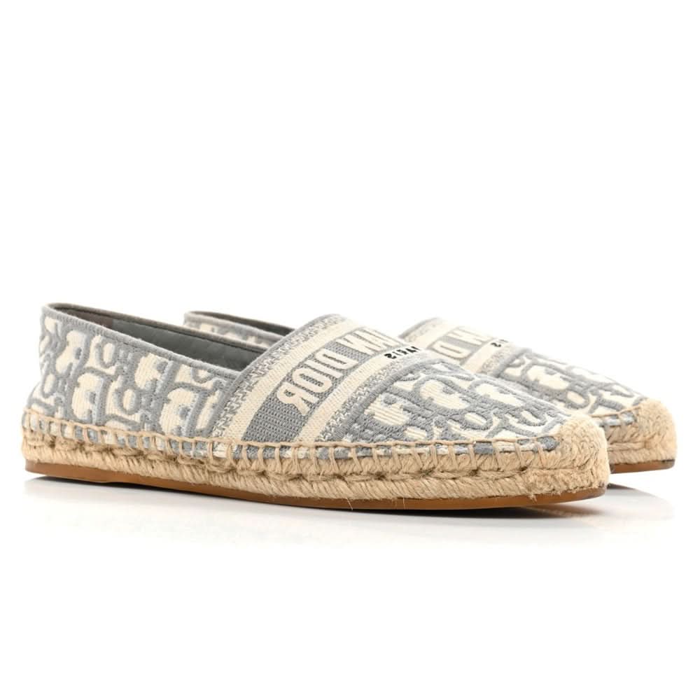 CHRISTIAN DIOR Oblique Embroidered Granville 15mm Espadrilles 37 Grey Stone - Copva