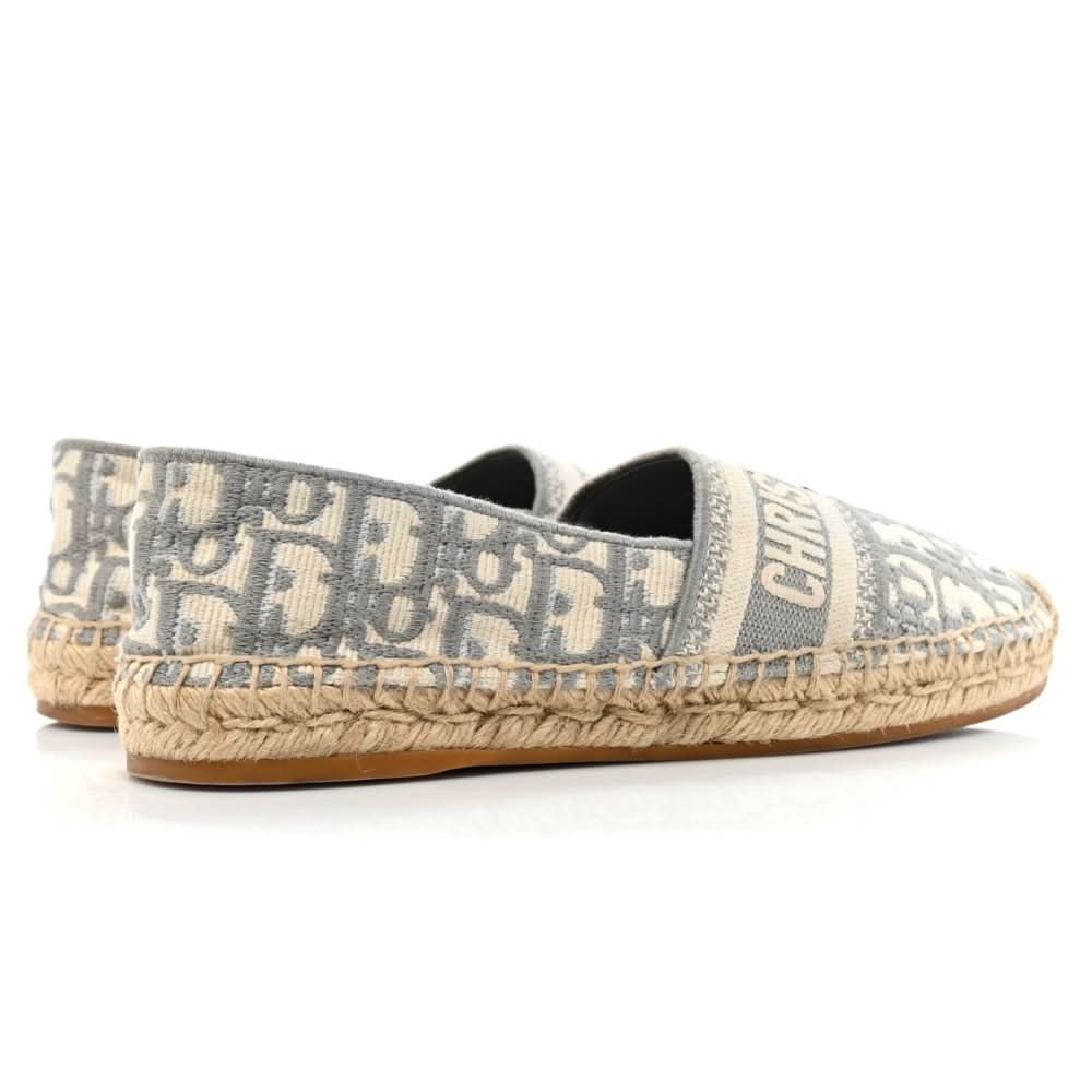 CHRISTIAN DIOR Oblique Embroidered Granville 15mm Espadrilles 37 Grey Stone - Copva