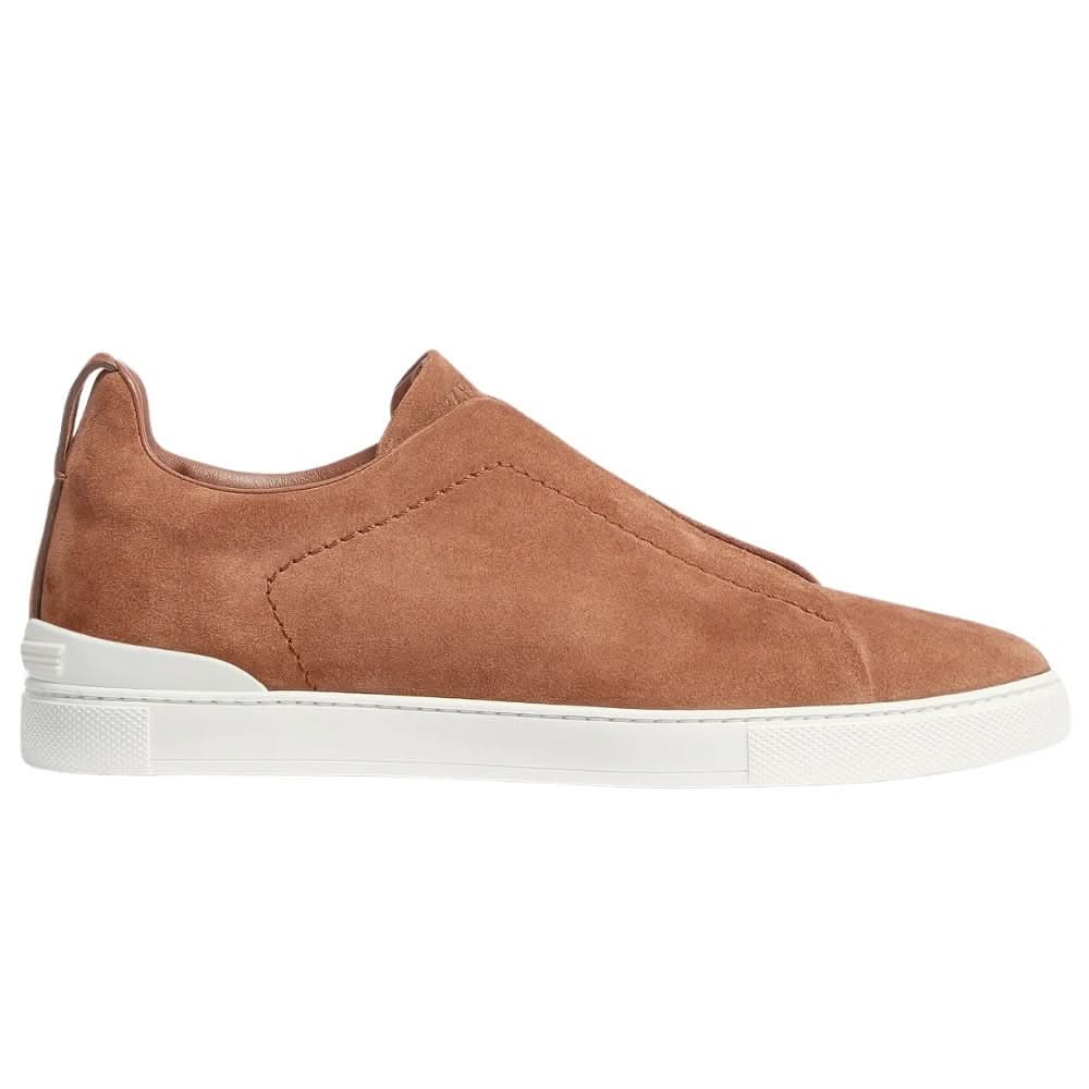 Zegna Triple Stich leather sneakers "Tobacco" - Copva