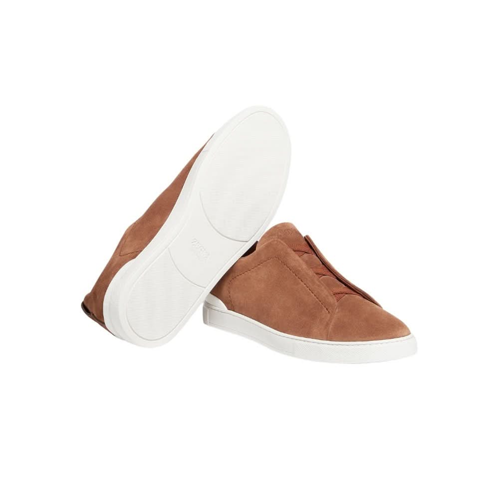 Zegna Triple Stich leather sneakers "Tobacco" - Copva