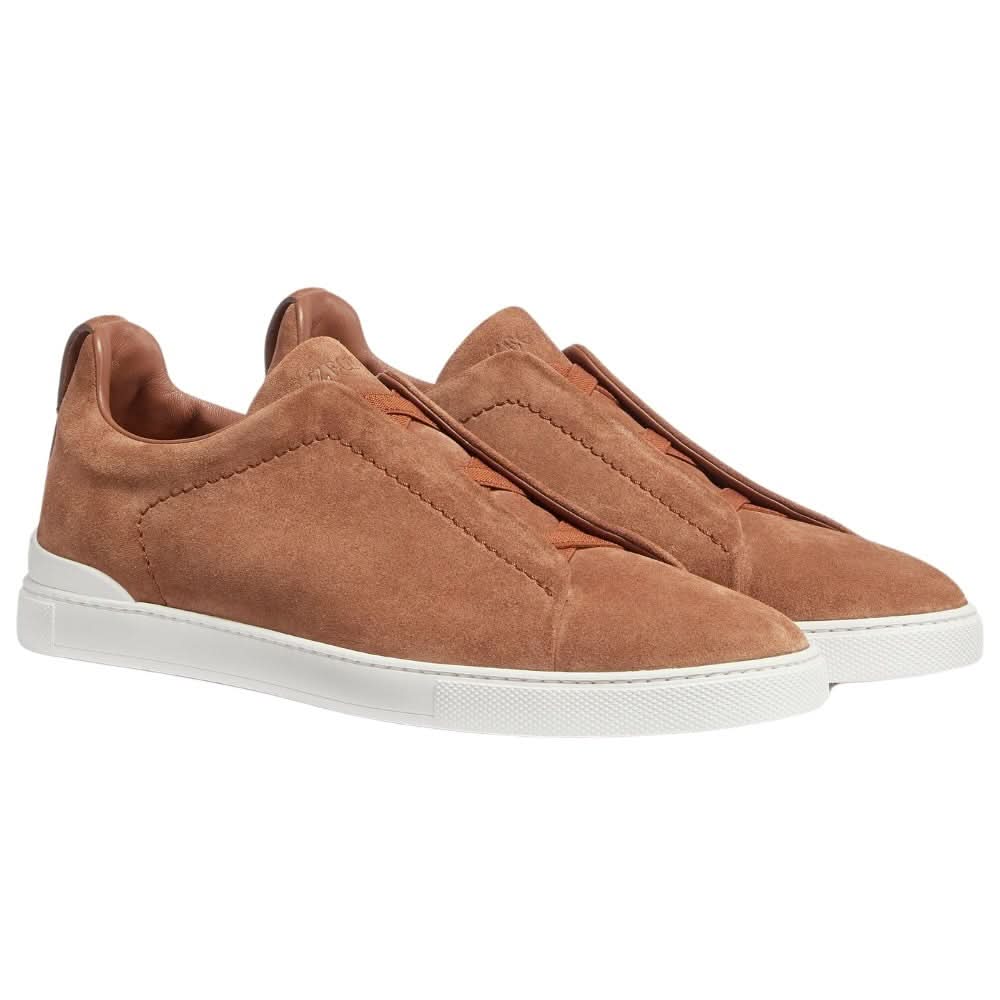 Zegna Triple Stich leather sneakers "Tobacco" - Copva