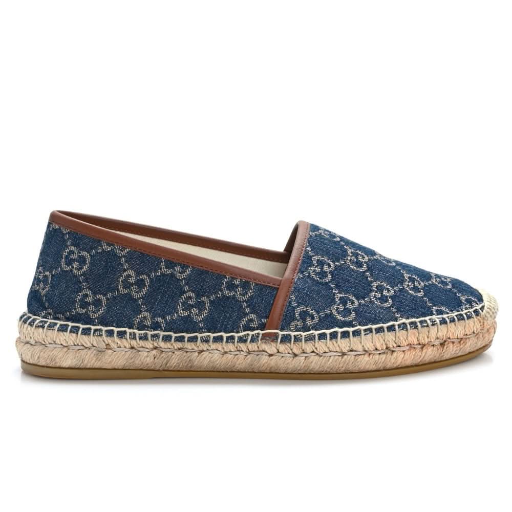 GUCCI Denim GG Monogram Espadrilles 40 Blue Tea Cuir - Copva