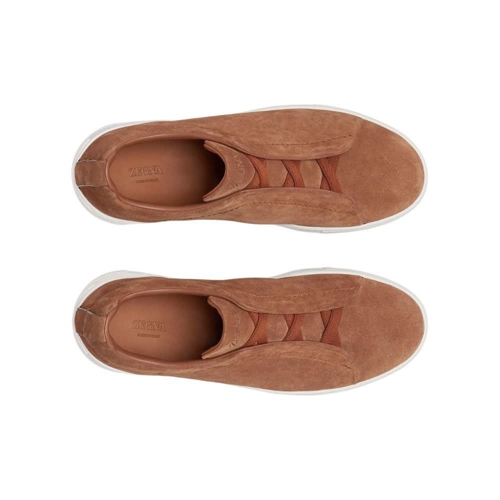 Zegna Triple Stich leather sneakers "Tobacco" - Copva