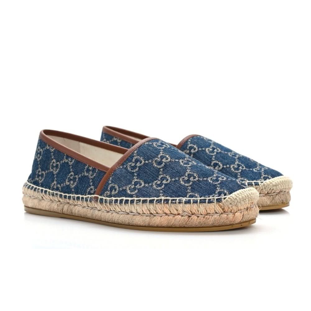 GUCCI Denim GG Monogram Espadrilles 40 Blue Tea Cuir - Copva