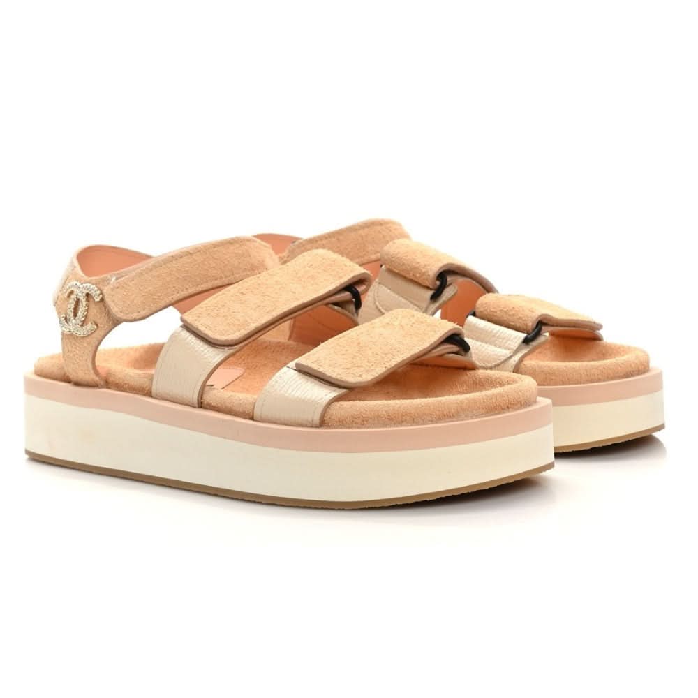 CHANEL Suede Calfskin Velcro "Beige" - Copva