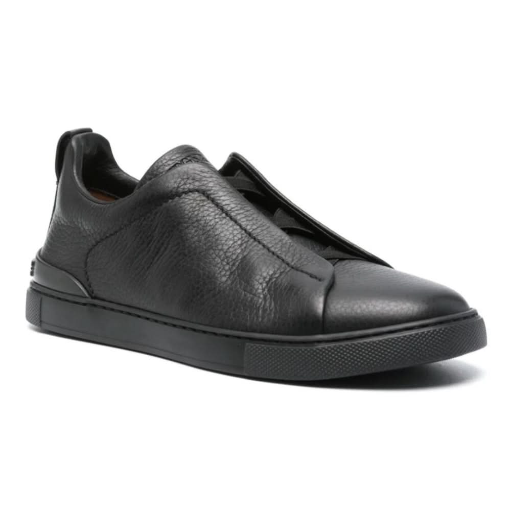 Zegna Triple Stich leather sneakers "Black" - Copva