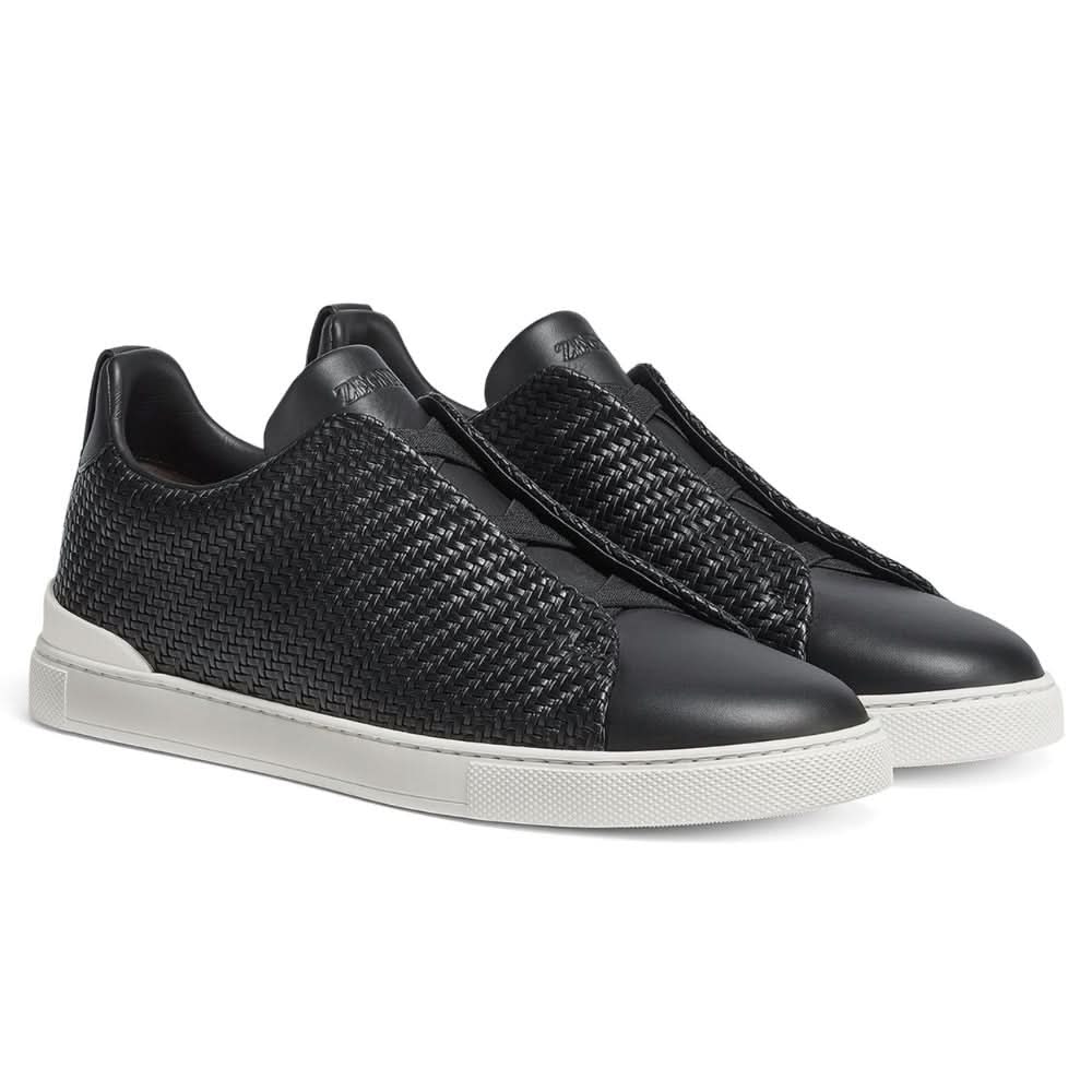 Zegna Pelletessuta Leather Triple Stitch "Black" - Copva