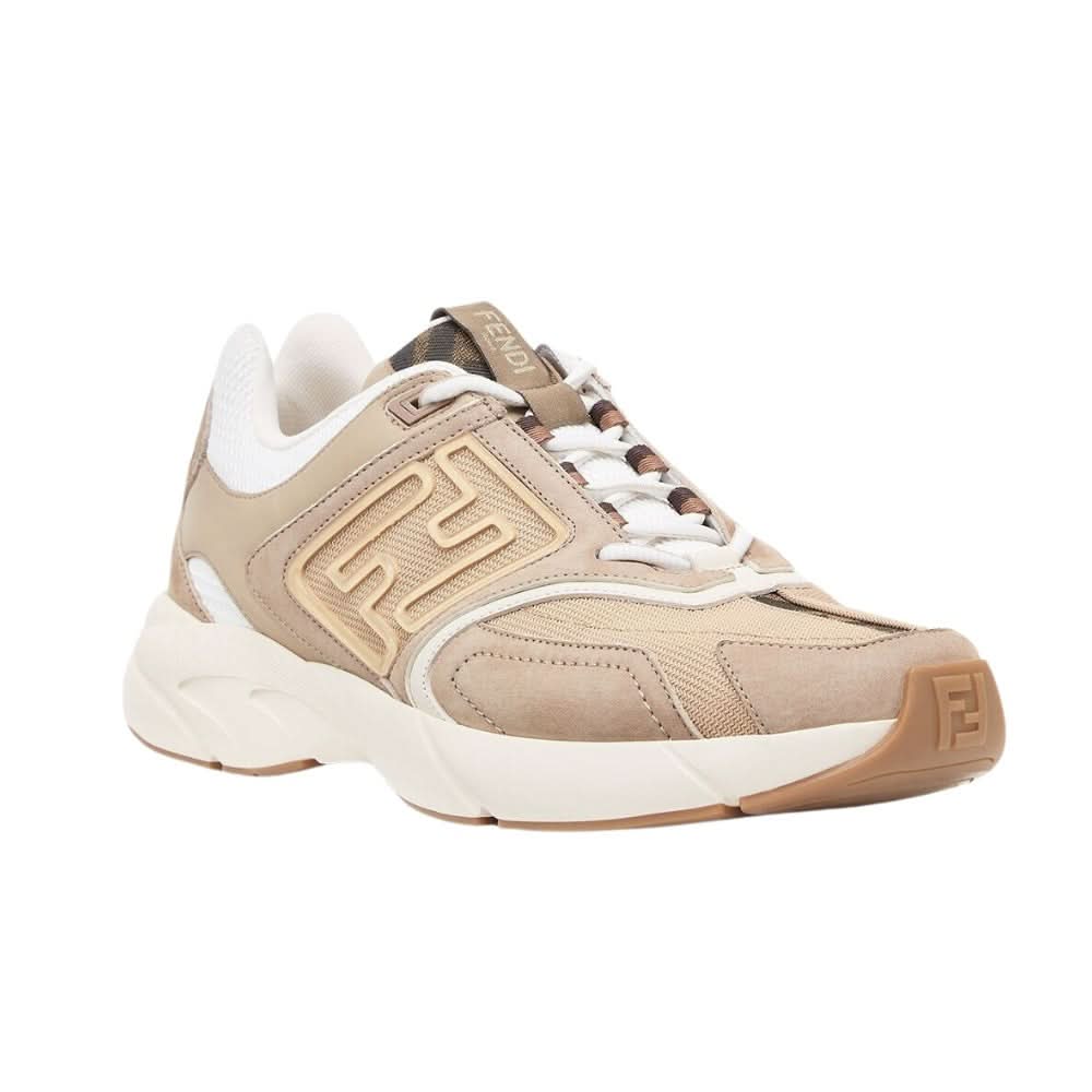 Fendi faster training shoes Beige nubuck leather low-top shoes - Copva