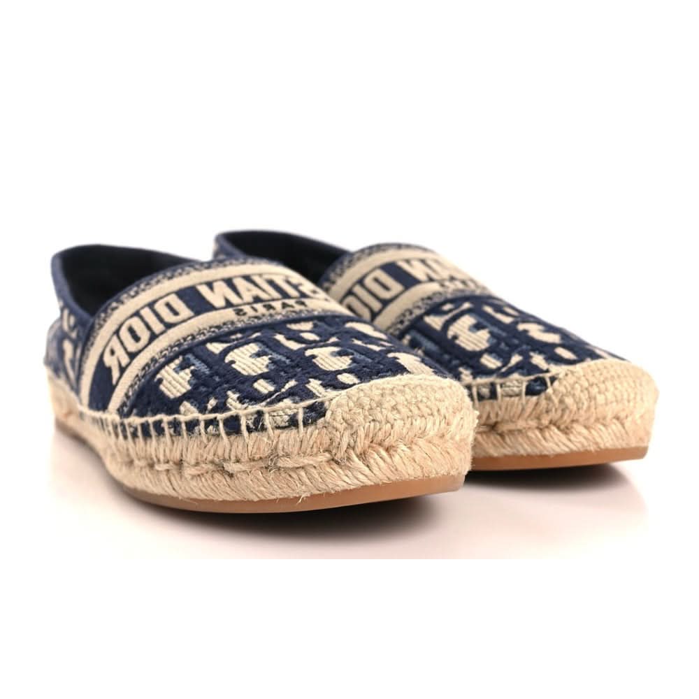 CHRISTIAN DIOR Oblique Embroidered Granville 15mm Espadrilles 38.5 Deep Blue - Copva