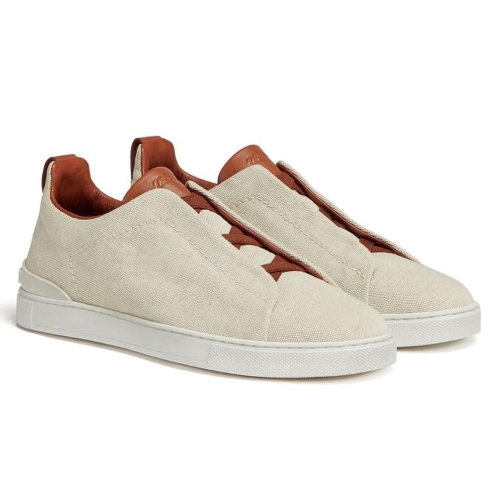 Zegna Triple Stitch canvas sneakers "Egg shell" - Copva