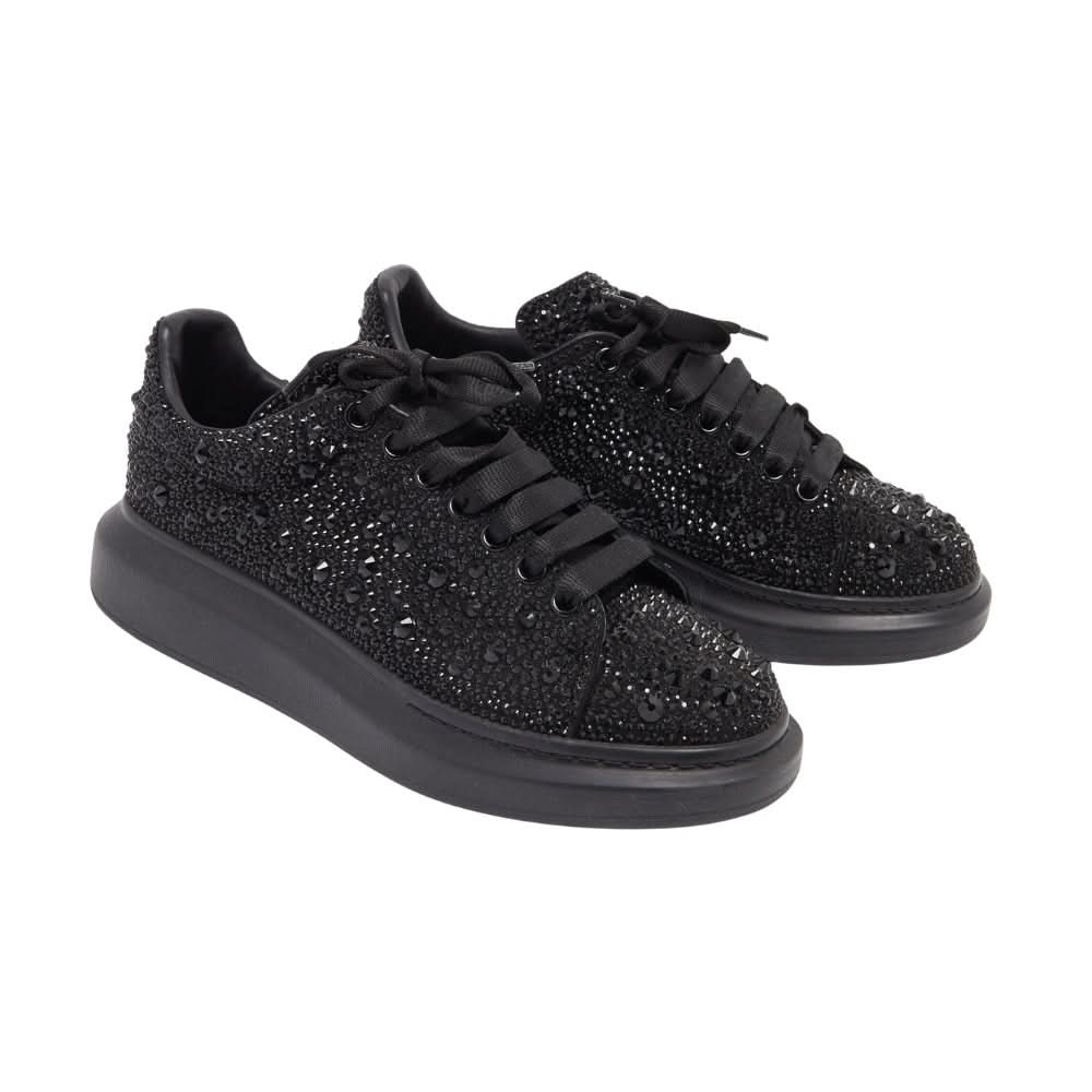 Alexander McQueen oversized Black Crystal Embellished Leather Oversized Sneakers - Copva
