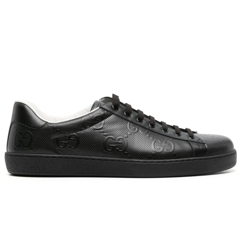 Gucci Ace monogram-embossed sneakers 'Black' - Copva