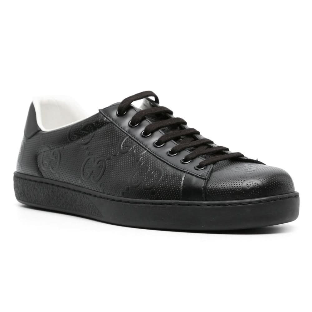 Gucci Ace monogram-embossed sneakers 'Black' - Copva