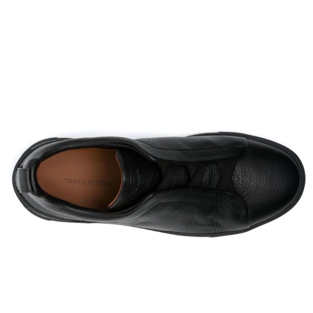 Zegna Triple Stich leather sneakers "Black" - Copva