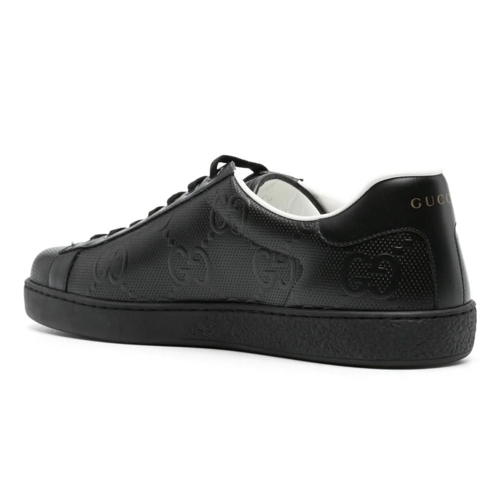 Gucci Ace monogram-embossed sneakers 'Black' - Copva