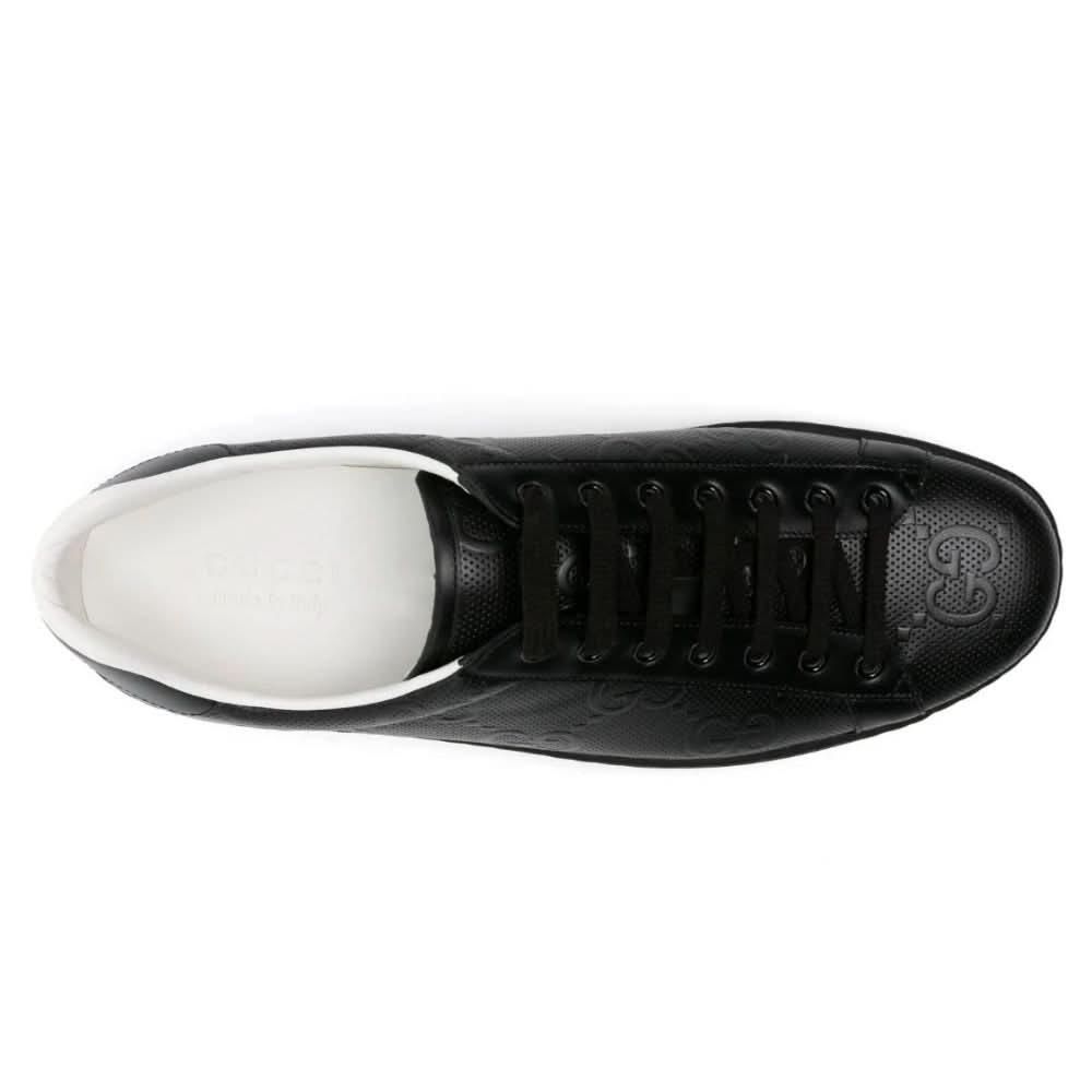 Gucci Ace monogram-embossed sneakers 'Black' - Copva