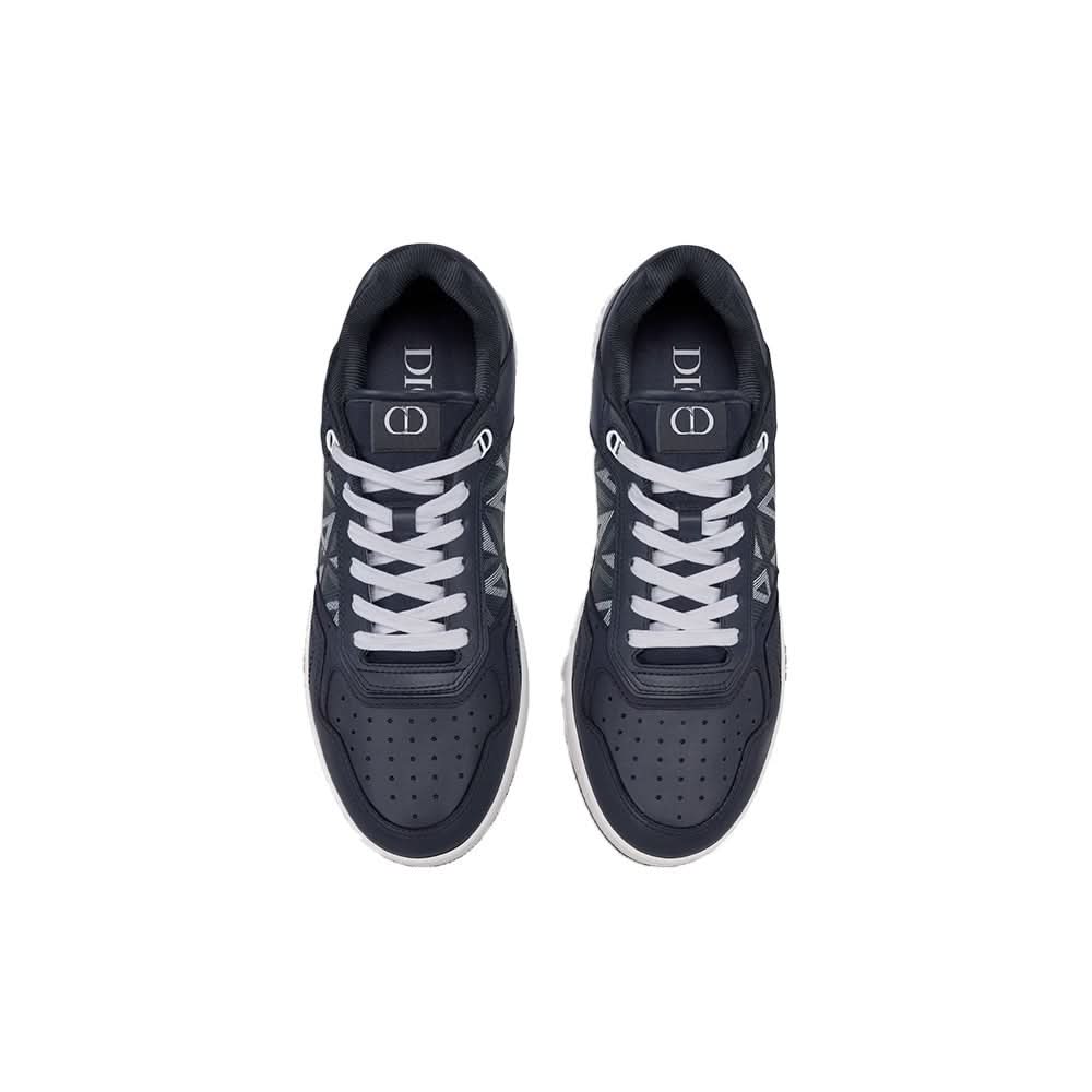 B27 LOW-TOP SNEAKER Navy Blue Smooth Calfskin and CD Diamond Canvas - Copva
