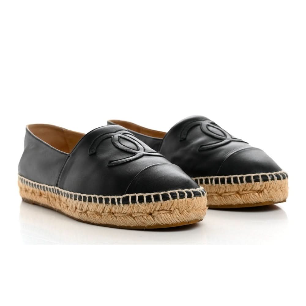 CHANEL Lambskin CC Espadrilles 38 'Black' - Copva