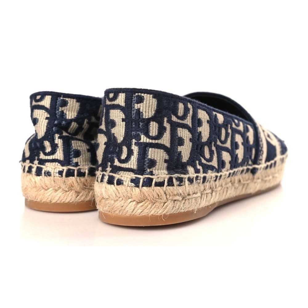 CHRISTIAN DIOR Oblique Embroidered Granville 15mm Espadrilles 38.5 Deep Blue - Copva