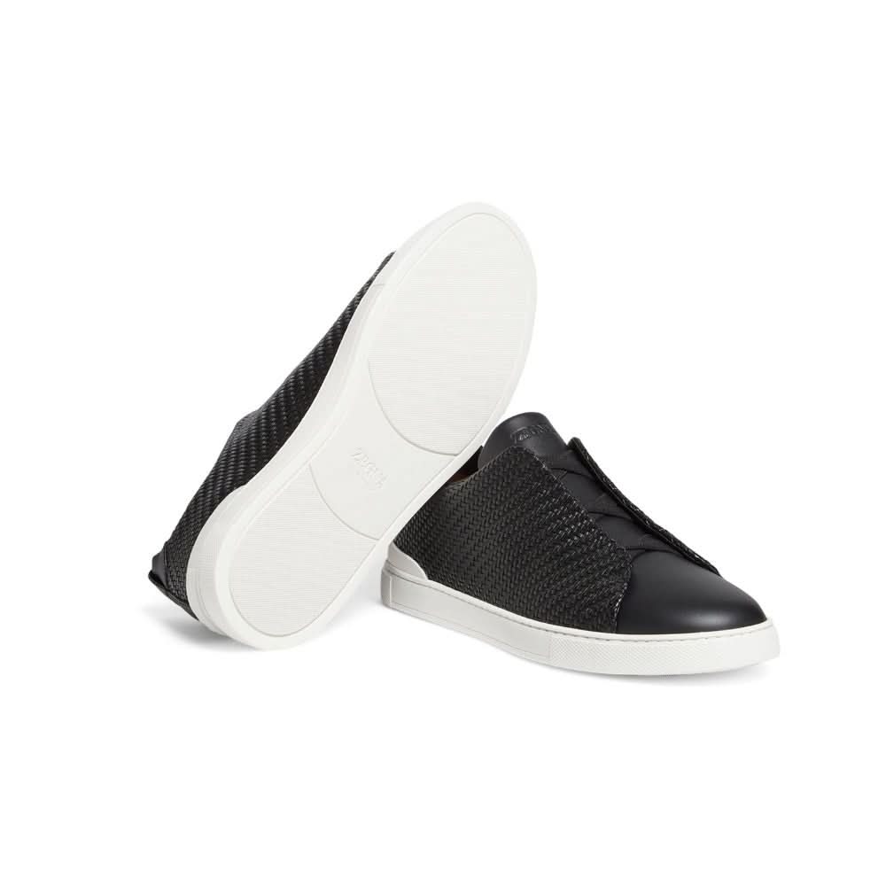 Zegna Pelletessuta Leather Triple Stitch "Black" - Copva