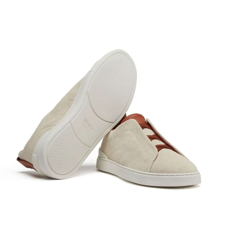 Zegna Triple Stitch canvas sneakers "Egg shell" - Copva