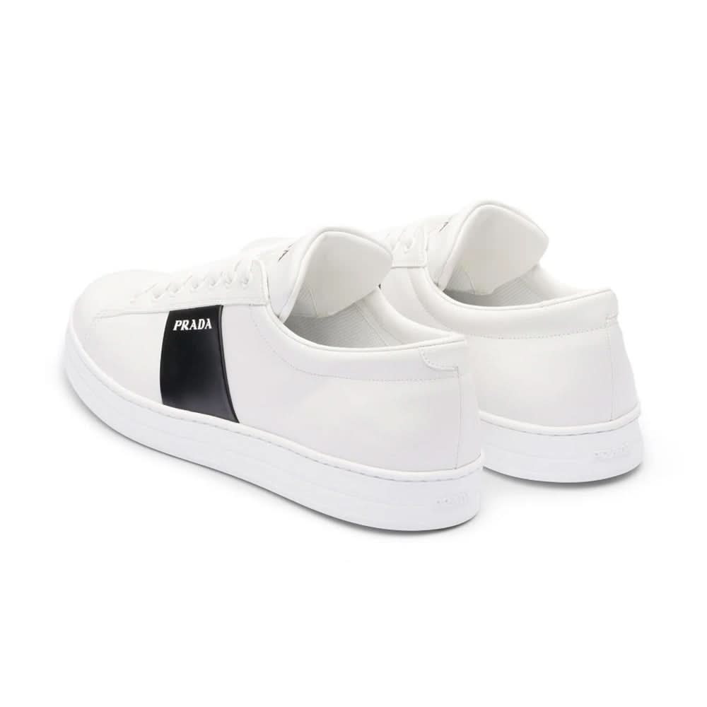 Prada brushed leather sneakers 'White Black' - Copva