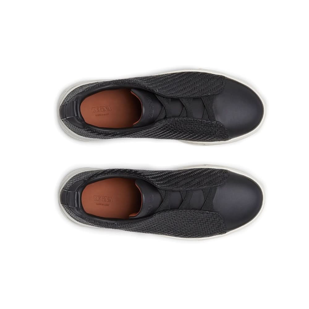 Zegna Pelletessuta Leather Triple Stitch "Black" - Copva
