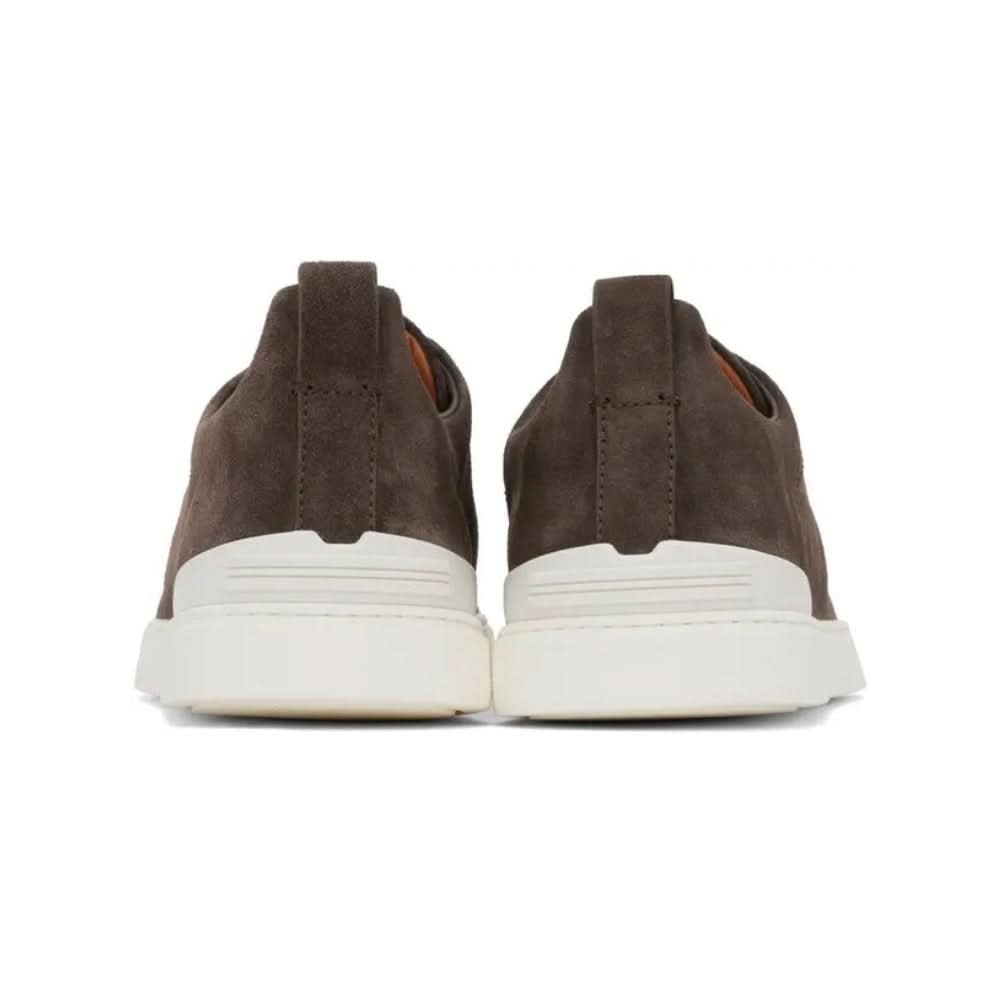 Zegna Brown Triple Stitch Sneakers - "Put Greyish Brown"