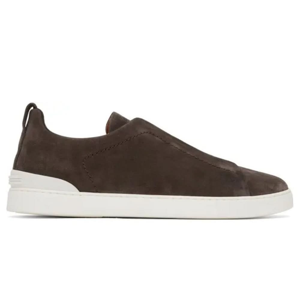 Zegna Brown Triple Stitch Sneakers - "Put Greyish Brown"