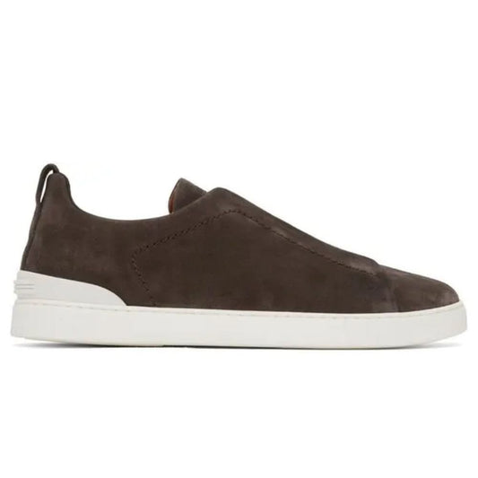 Zegna Brown Triple Stitch Sneakers - "Put Greyish Brown"