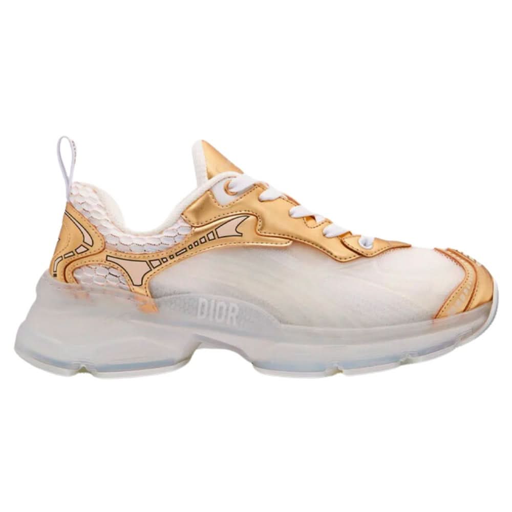 Dior Vibe Sneaker "White Mesh and Gold-Tone" - Copva