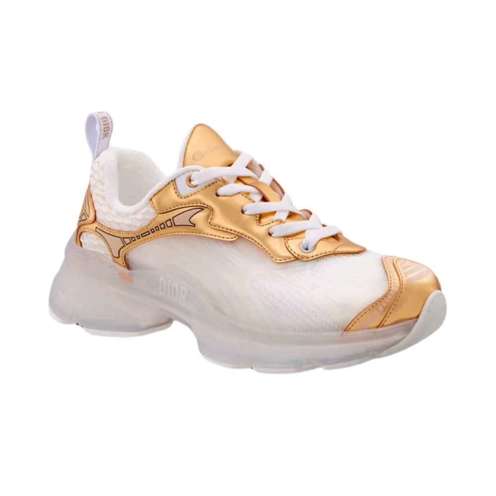 Dior Vibe Sneaker "White Mesh and Gold-Tone" - Copva