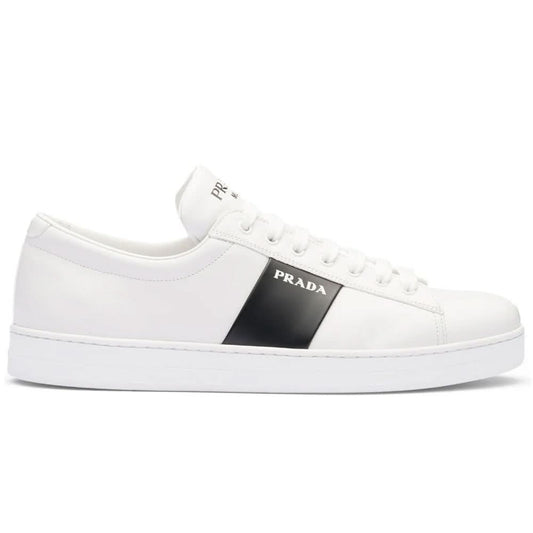 Prada brushed leather sneakers 'White Black' - Copva