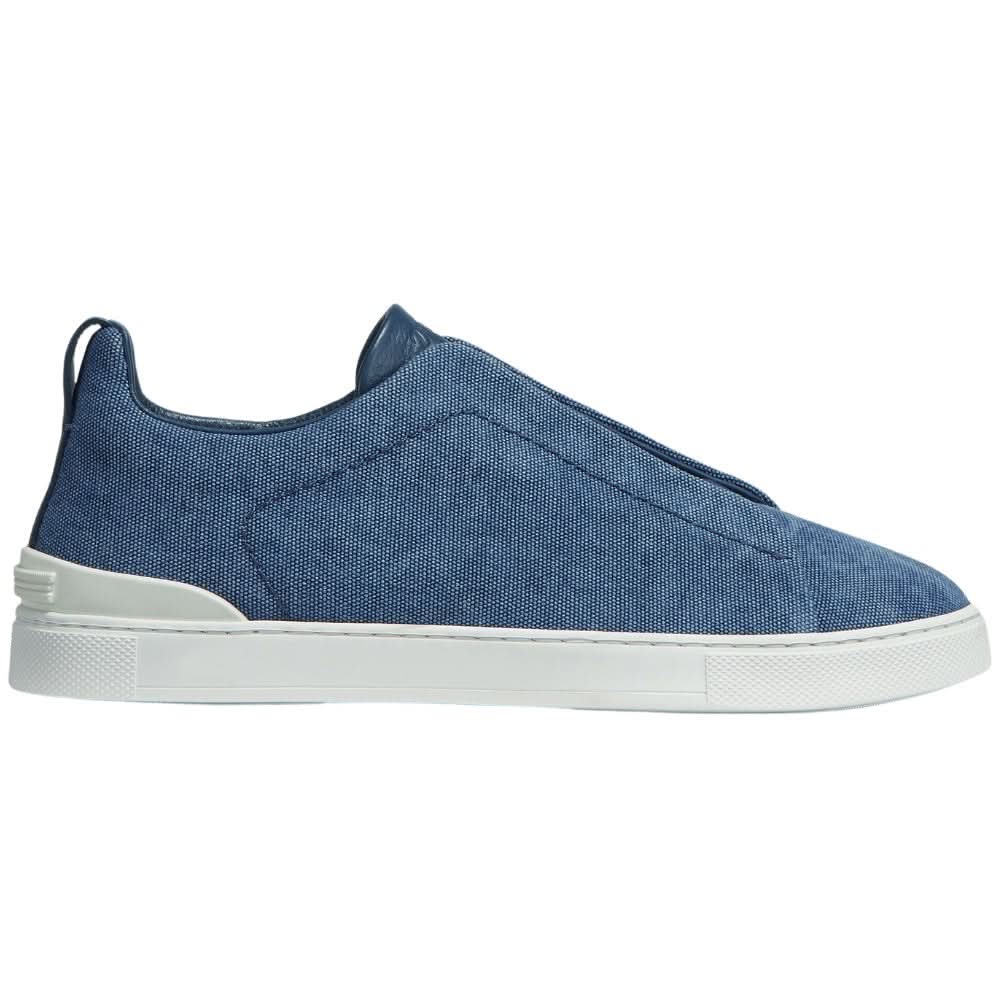 Zegna Blue Canvas Triple Stitch™ Sneakers