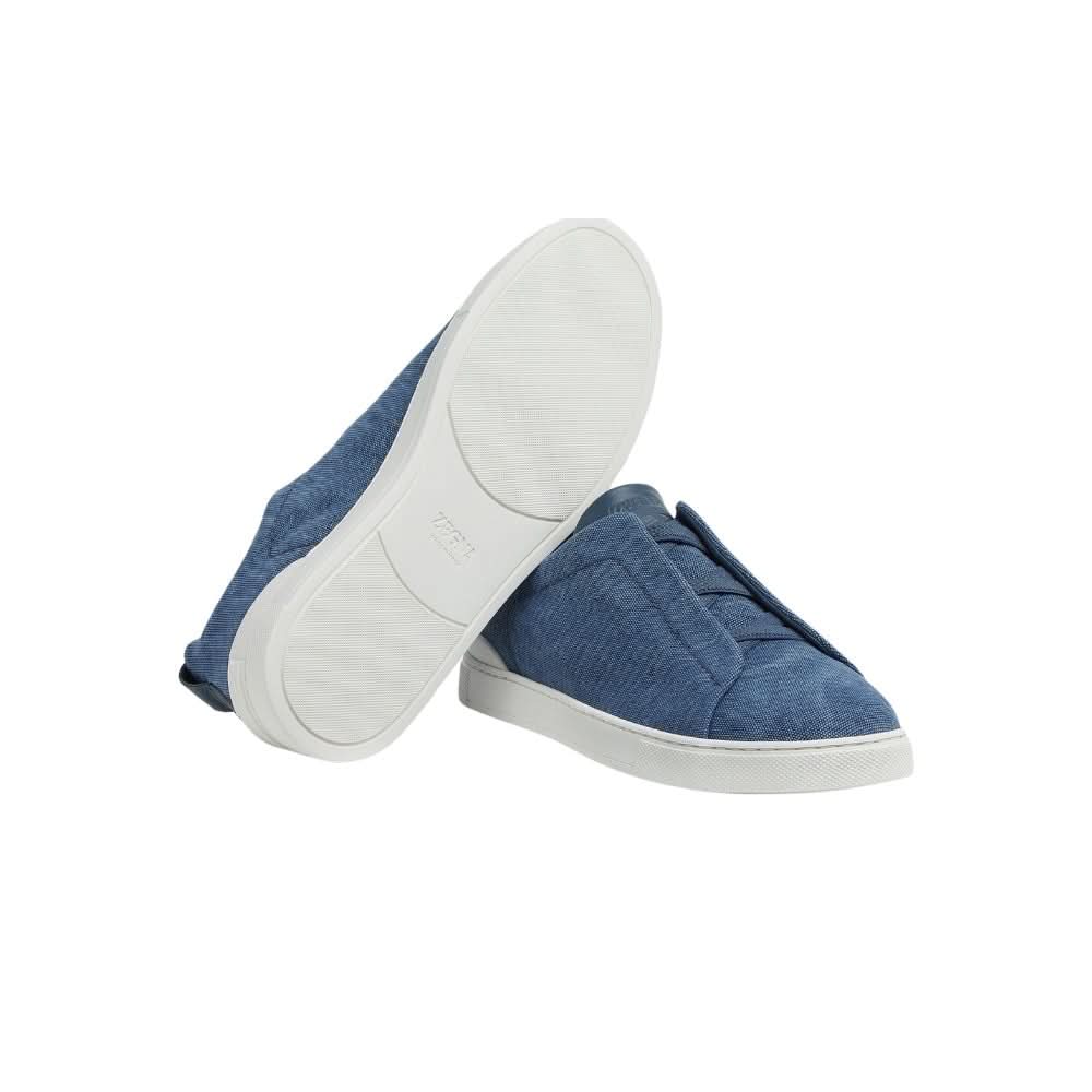 Zegna Blue Canvas Triple Stitch™ Sneakers