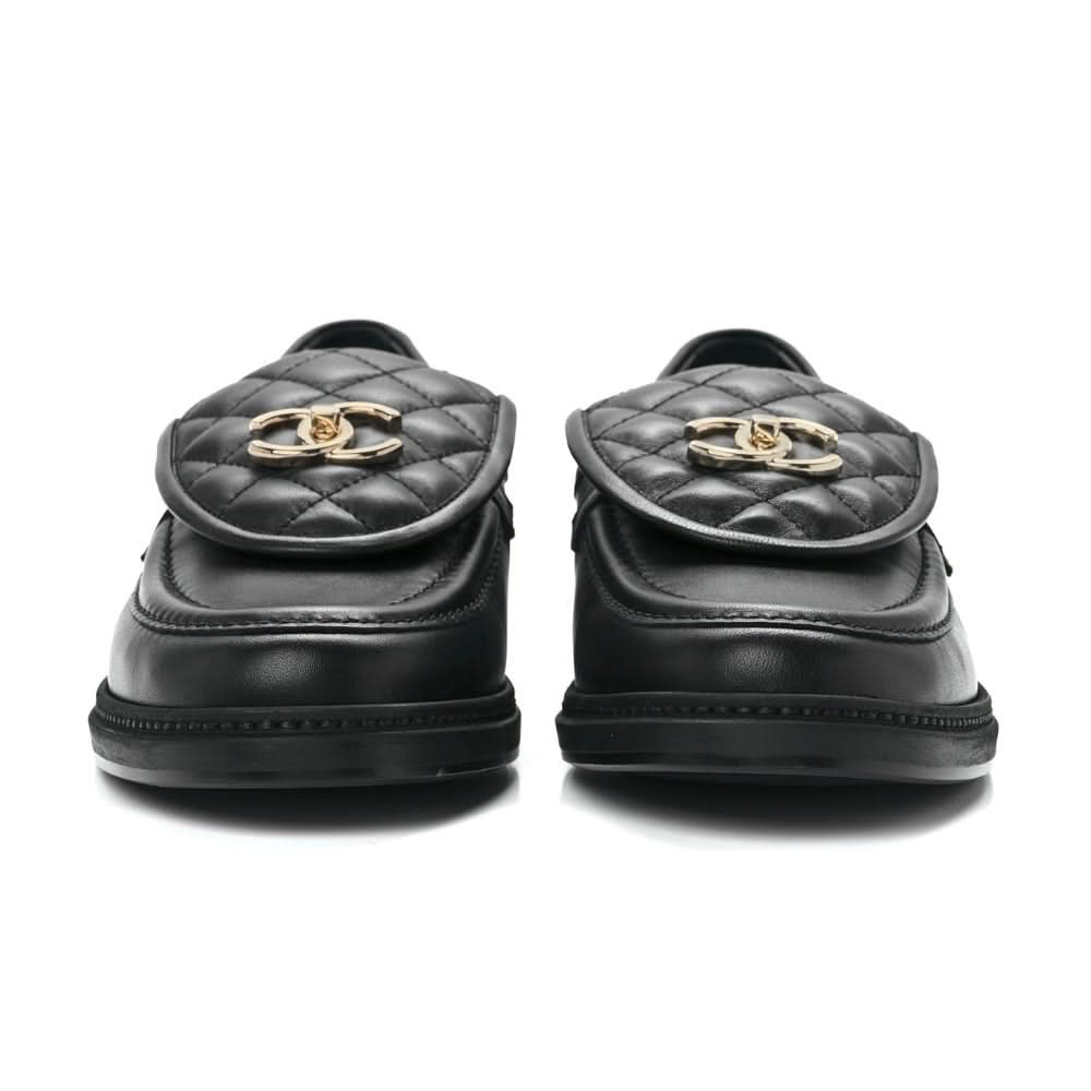 CHANEL Lambskin Quilted CC Turnlock Loafers 41 Black - Copva