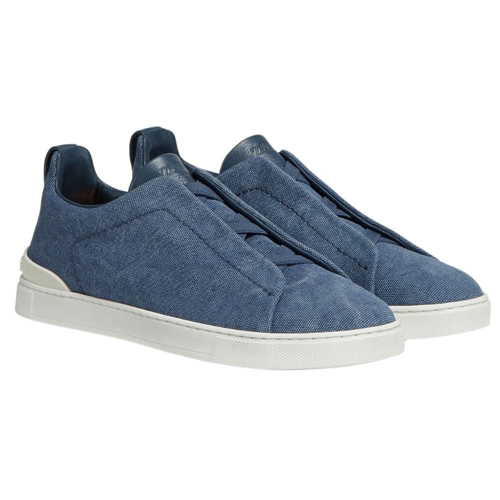 Zegna Blue Canvas Triple Stitch™ Sneakers