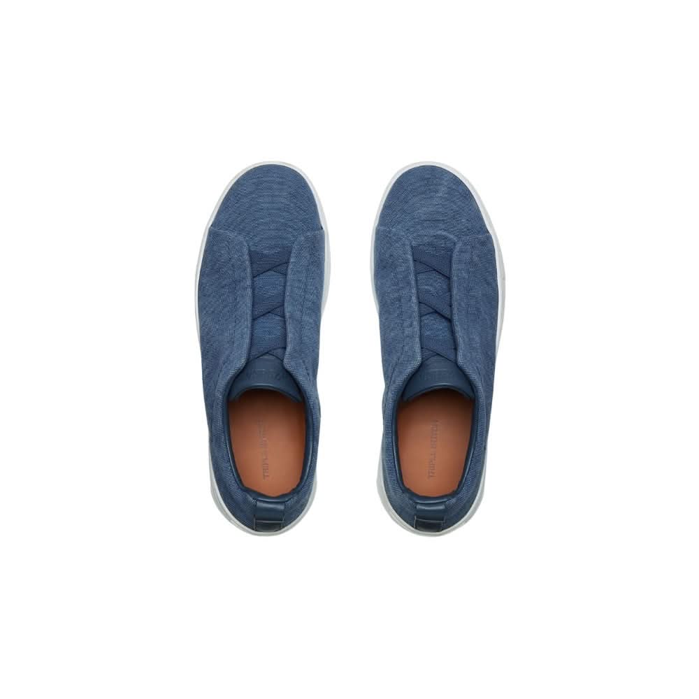 Zegna Blue Canvas Triple Stitch™ Sneakers
