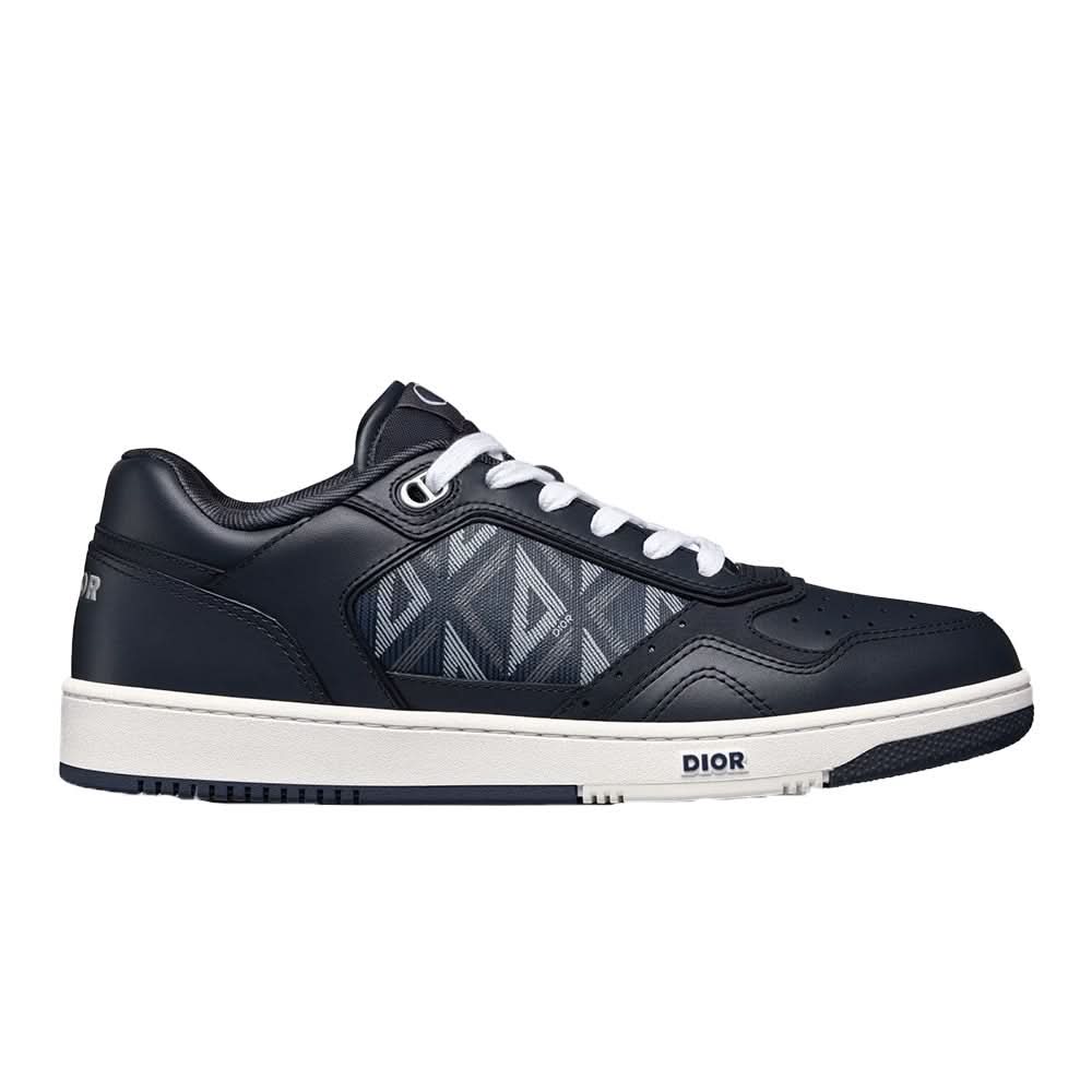 B27 LOW-TOP SNEAKER Navy Blue Smooth Calfskin and CD Diamond Canvas - Copva