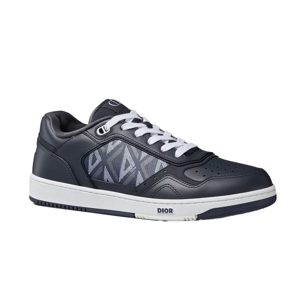 B27 LOW-TOP SNEAKER Navy Blue Smooth Calfskin and CD Diamond Canvas - Copva