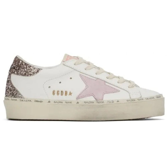 Golden Goose Hi Star 'White Antique Pink Glitter' - Copva