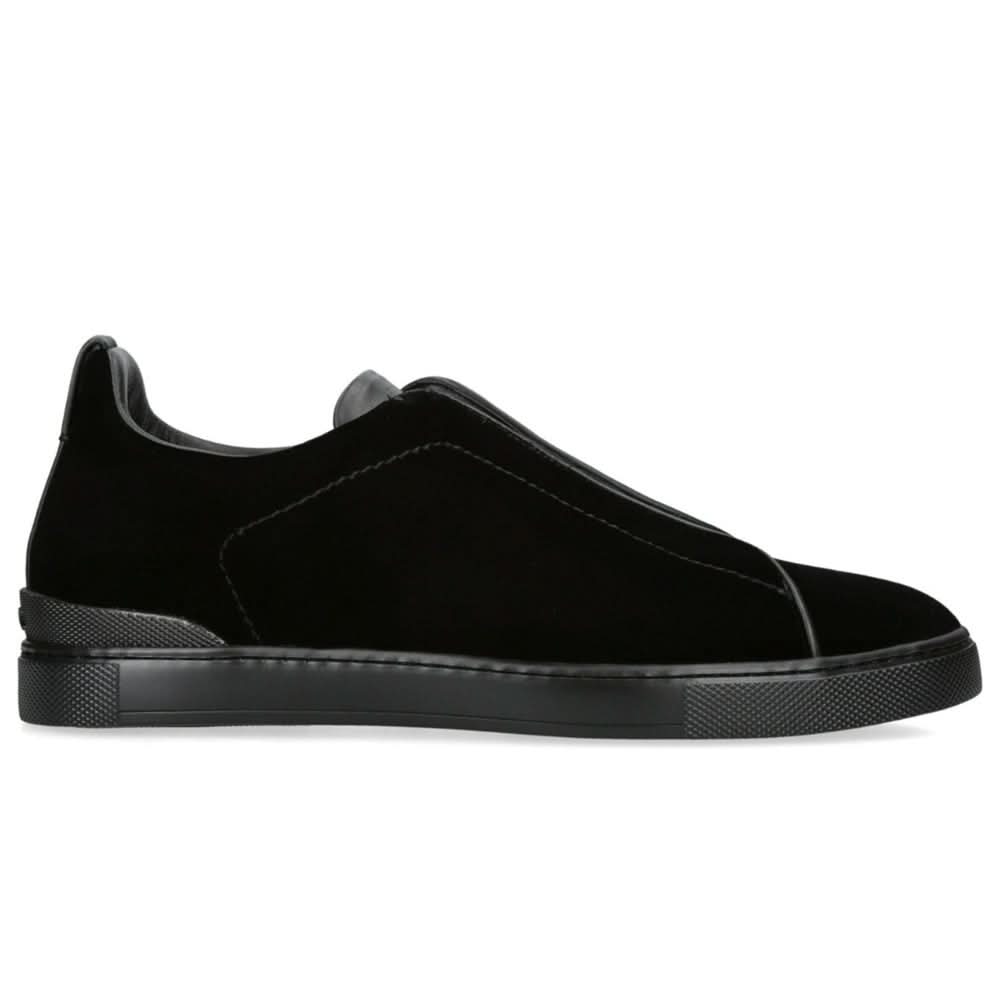 ZEGNA  Velvet Triple Stitch Sneakers "Black" - Copva