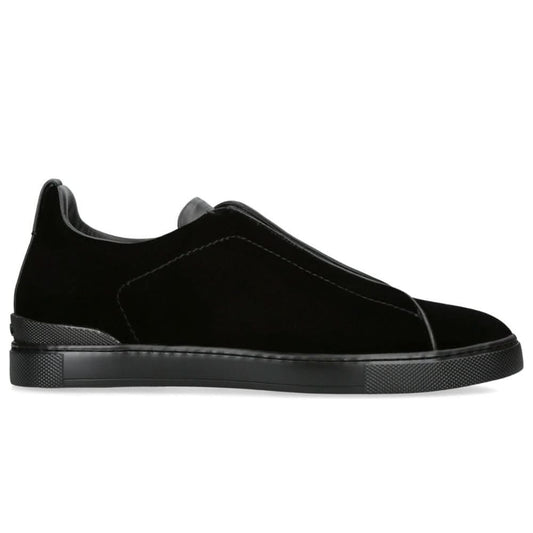 ZEGNA  Velvet Triple Stitch Sneakers "Black" - Copva