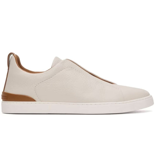ZEGNA Off-White Deerskin Triple Stitch Sneakers - Copva