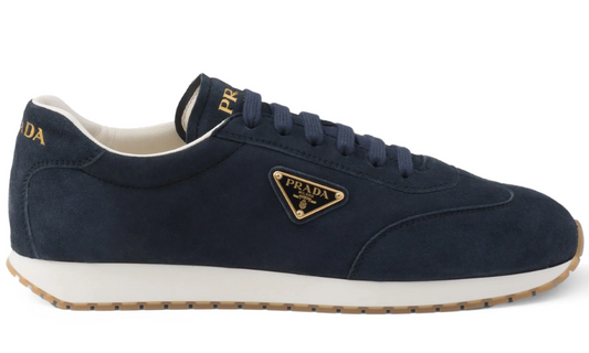 Prada Triangle-logo Suede Sneakers "Navy Blue"