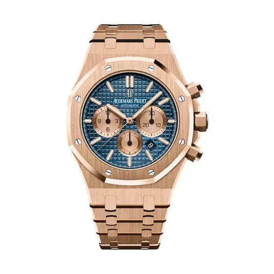 Ad Pg Royal Oak Chronograph 41mm - 18k Rose Gold - Blue Dial