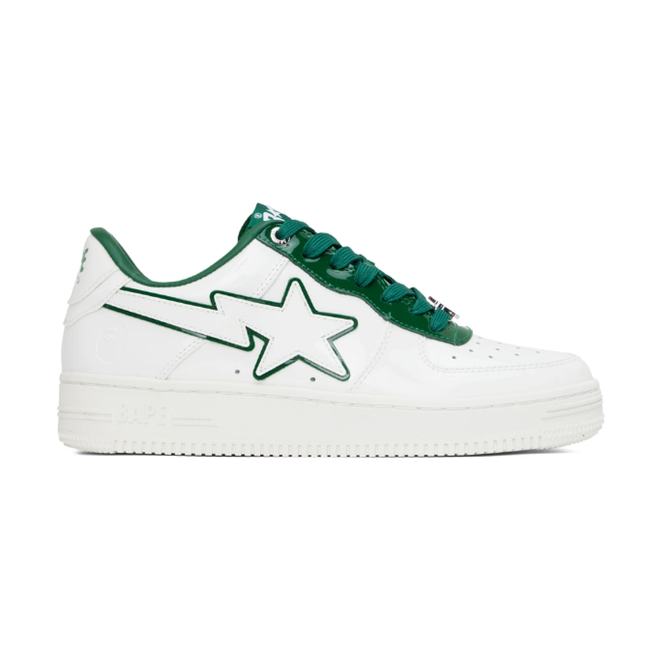 Bp White & Navy Patent Leather