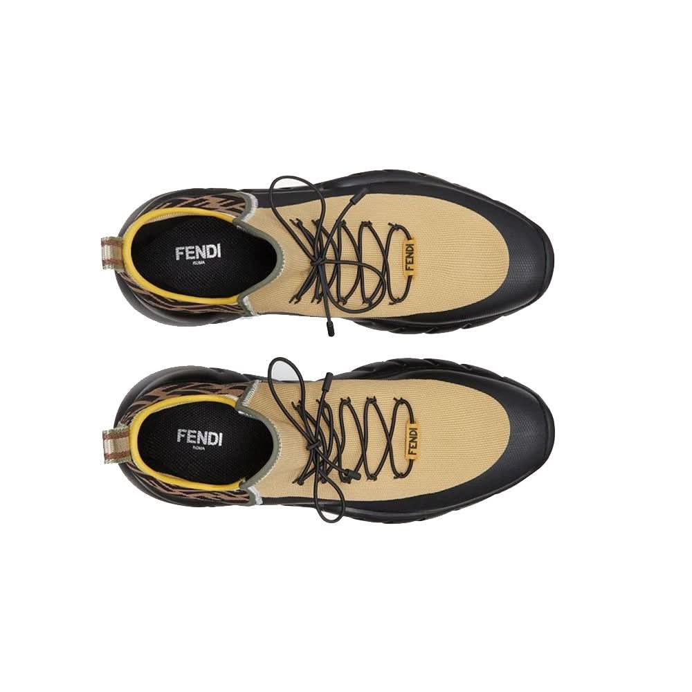 Fendi Ff Motif Mesh Slip-on Sneakers In Beige - Copva